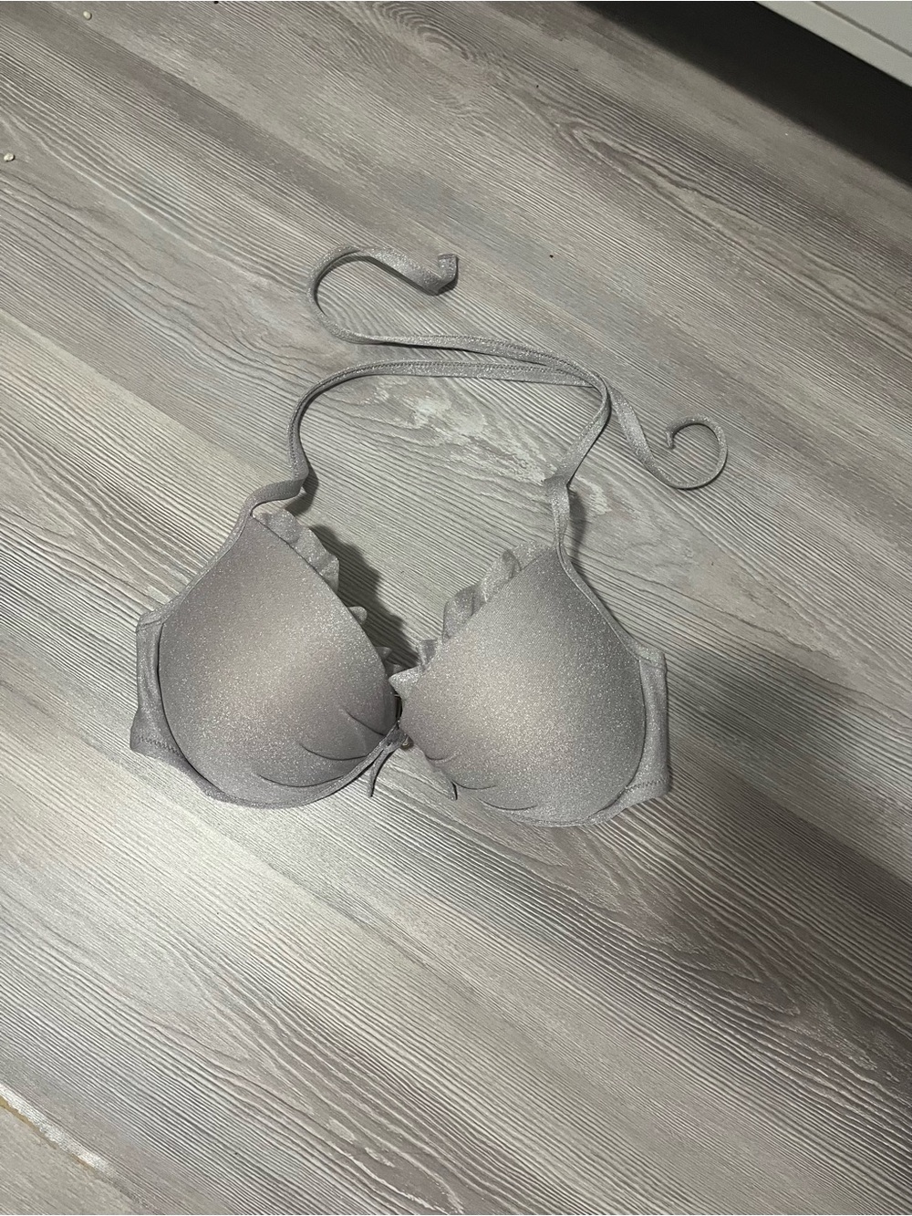 Victoria’s Secret Silver Sparkly Fabulous Bikini Top size 36D
